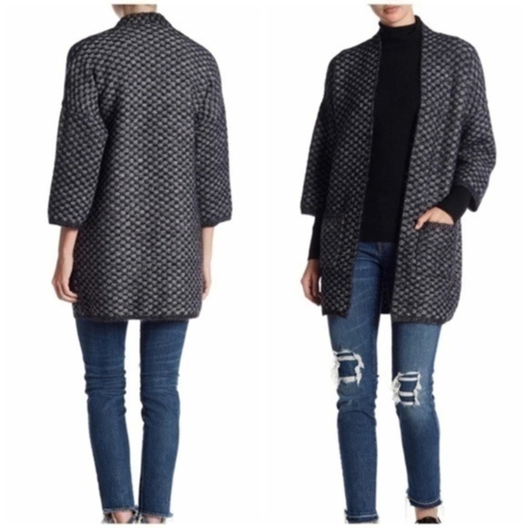 NEW Vertigo Open Front Black & Gray Knit Cardigan Size S - Picture 2 of 2